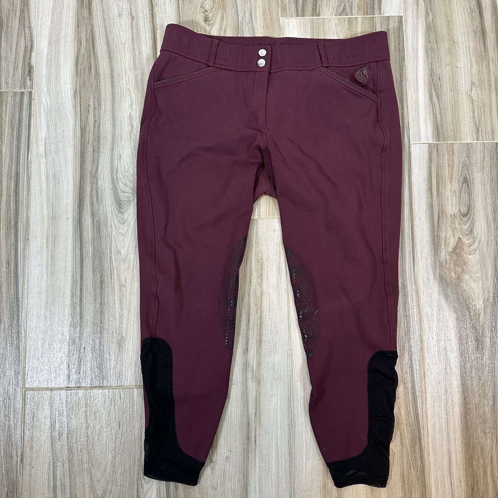 Equinavia Victoria Pants 34 Maroon Silicone Breeches Horse Riding Cropped